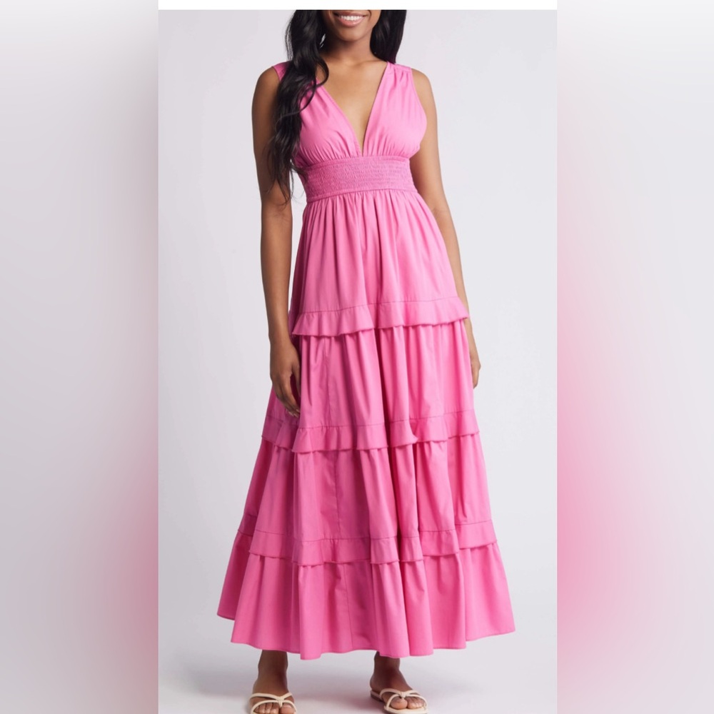 Chelsea28 v neck tiered maxi dress